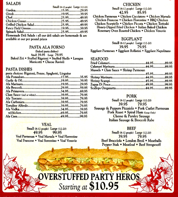Alfredo's Catering Menu